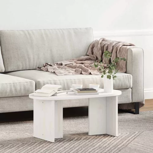 Dohányzóasztal Fehér 80 x 39.5 x 35 cm Tömör fenyőfa