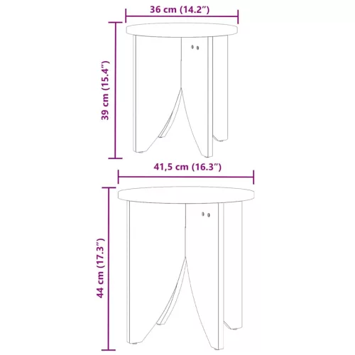 Dohányzóasztal 2 pcs Természetes 41.5 x 41.5 x 44 cm