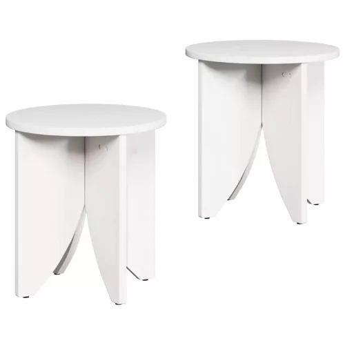 Dohányzóasztal 2 pcs Fehér 41.5 x 41.5 x 44 cm Tömör fenyőfa