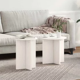   Dohányzóasztal 2 pcs Fehér 41.5 x 41.5 x 41 cm Tömör fenyőfa
