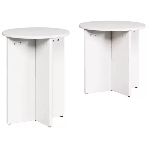 Dohányzóasztal 2 pcs Fehér 41.5 x 41.5 x 41 cm Tömör fenyőfa