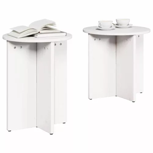 Dohányzóasztal 2 pcs Fehér 41.5 x 41.5 x 41 cm Tömör fenyőfa