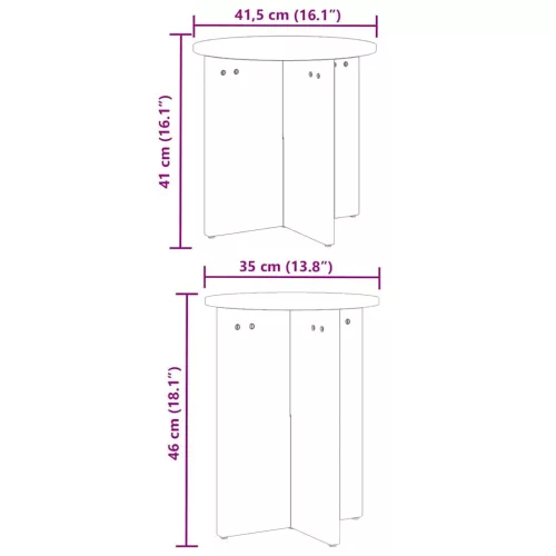 Dohányzóasztal 2 pcs Fehér 41.5 x 41.5 x 41 cm Tömör fenyőfa