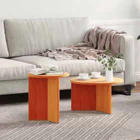   Dohányzóasztal 2 pcs Viaszbarna 49 x 49 x 28 cm Tömör fenyőfa