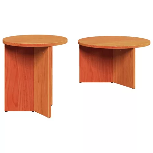 Dohányzóasztal 2 pcs Viaszbarna 49 x 49 x 28 cm Tömör fenyőfa