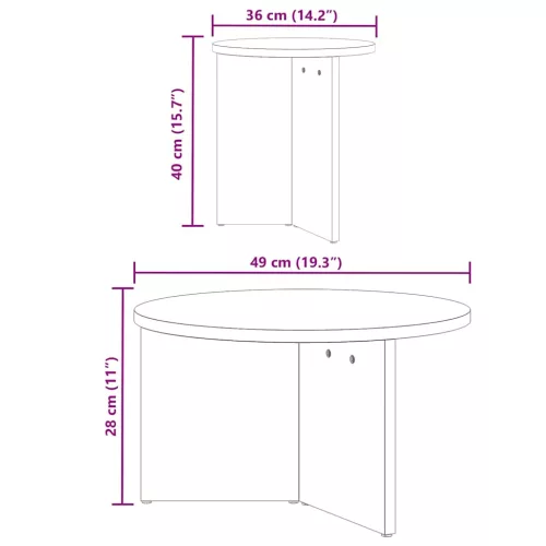 Dohányzóasztal 2 pcs Viaszbarna 49 x 49 x 28 cm Tömör fenyőfa