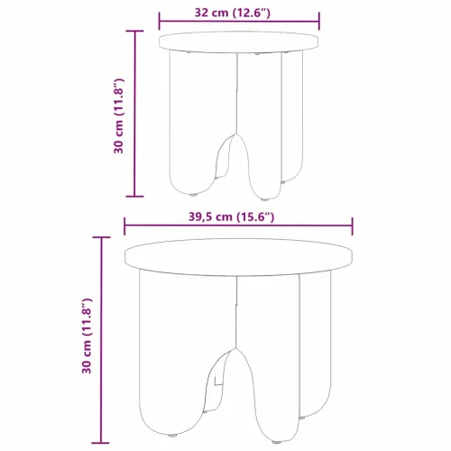 Dohányzóasztal 2 pcs Természetes 39.5 x 39.5 x 30 cm