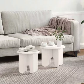   Dohányzóasztal 2 pcs Fehér 39.5 x 39.5 x 30 cm Tömör fenyőfa