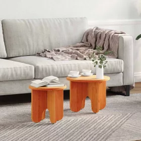 Dohányzóasztal 2 pcs Viaszbarna 39.5 x 39.5 x 30 cm