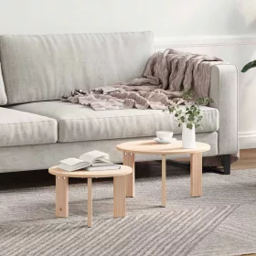 Dohányzóasztal 2 pcs Természetes 47.5 x 47.5 x 27 cm