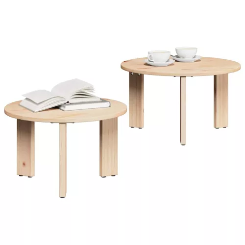 Dohányzóasztal 2 pcs Természetes 47.5 x 47.5 x 27 cm