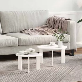   Dohányzóasztal 2 pcs Fehér 47.5 x 47.5 x 27 cm Tömör fenyőfa