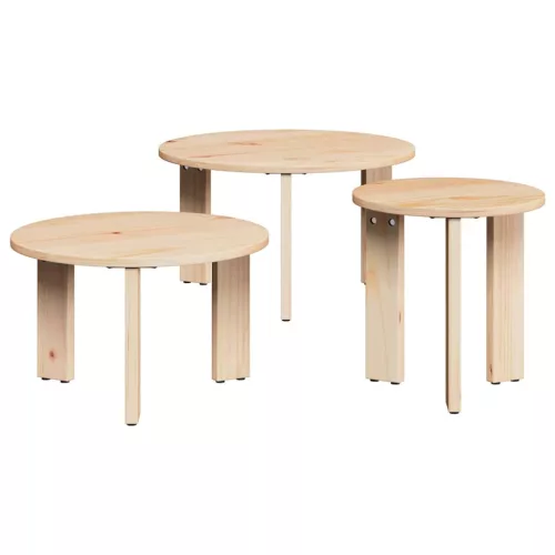 Dohányzóasztal 3 pcs Természetes 47.5 x 47.5 x 27 cm