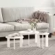 Dohányzóasztal 3 pcs Fehér 47.5 x 47.5 x 27 cm Tömör fenyőfa