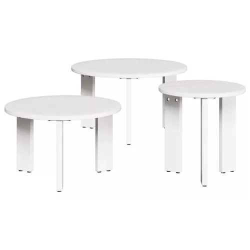 Dohányzóasztal 3 pcs Fehér 47.5 x 47.5 x 27 cm Tömör fenyőfa