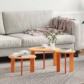 Dohányzóasztal 3 pcs Viaszbarna 47.5 x 47.5 x 27 cm