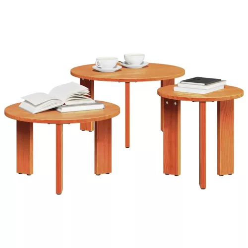 Dohányzóasztal 3 pcs Viaszbarna 47.5 x 47.5 x 27 cm