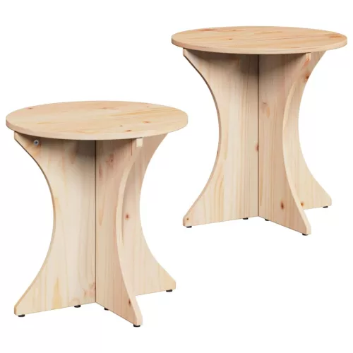Dohányzóasztal 2 pcs Természetes 46 x 46 x 47 cm Tömör fenyőfa