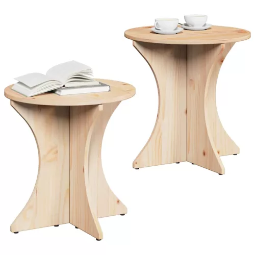 Dohányzóasztal 2 pcs Természetes 46 x 46 x 47 cm Tömör fenyőfa