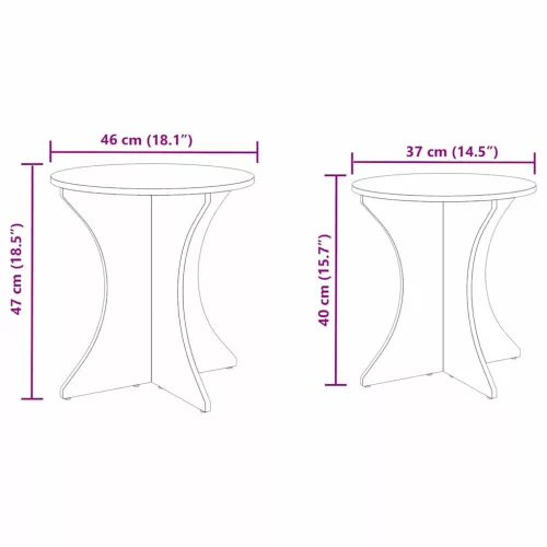 Dohányzóasztal 2 pcs Természetes 46 x 46 x 47 cm Tömör fenyőfa