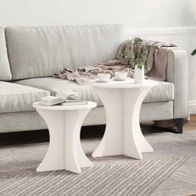   Dohányzóasztal 2 pcs Fehér 46 x 46 x 47 cm Tömör fenyőfa