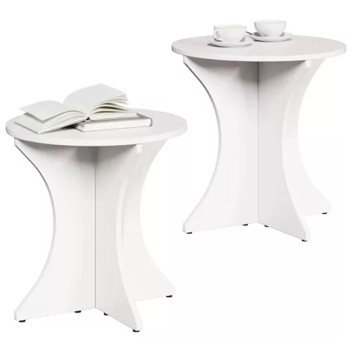 Dohányzóasztal 2 pcs Fehér 46 x 46 x 47 cm Tömör fenyőfa
