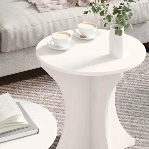 Dohányzóasztal 2 pcs Fehér 46 x 46 x 47 cm Tömör fenyőfa