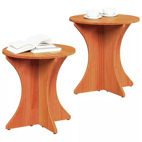 Dohányzóasztal 2 pcs Viaszbarna 46 x 46 x 47 cm Tömör fenyőfa