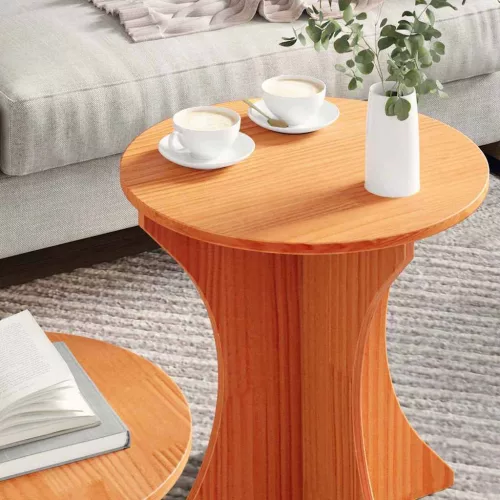 Dohányzóasztal 2 pcs Viaszbarna 46 x 46 x 47 cm Tömör fenyőfa