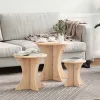 Dohányzóasztal 3 pcs Természetes 46 x 46 x 47 cm Tömör fenyőfa