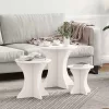 Dohányzóasztal 3 pcs Fehér 46 x 46 x 47 cm Tömör fenyőfa