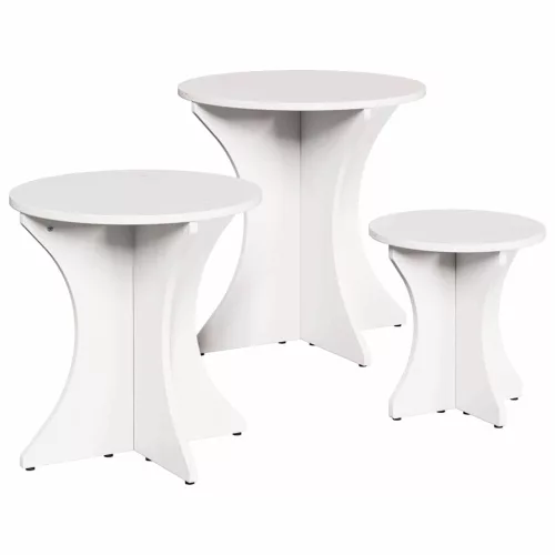 Dohányzóasztal 3 pcs Fehér 46 x 46 x 47 cm Tömör fenyőfa