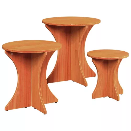 Dohányzóasztal 3 pcs Viaszbarna 46 x 46 x 47 cm Tömör fenyőfa