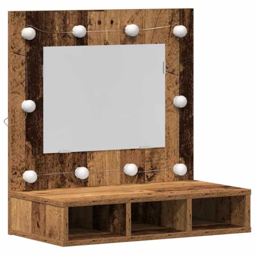 Tükörszekrény polcokkal Régi fa 62 x 31,5 x 62 cm Faanyag
