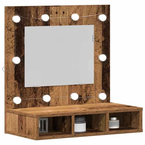 Tükörszekrény polcokkal Régi fa 62 x 31,5 x 62 cm Faanyag