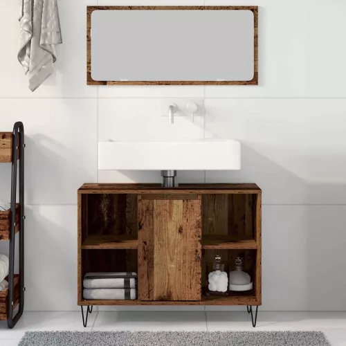 Fürdőszoba Székény polcokkal Régi fa 80 x 33 x 60 cm Faanyag
