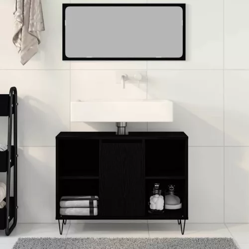 Fürdőszoba Székény ajtóval Musta tammi 80 x 33 x 60 cm Faanyag