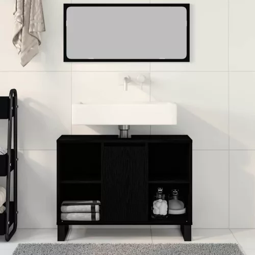 Fürdőszoba Székény ajtóval Musta tammi 80 x 33 x 60 cm Faanyag