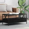 Dohányzóasztal with Drawer Musta tammi 100 x 51 x 45 cm Faanyag