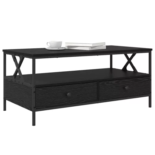 Dohányzóasztal with Drawer Musta tammi 100 x 51 x 45 cm Faanyag