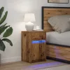 LED Éjjeli Szekrény fiókkal Régi fa 38 x 34 x 61 cm Faanyag