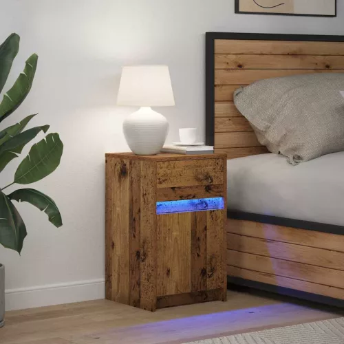 LED Éjjeli Szekrény fiókkal Régi fa 38 x 34 x 61 cm Faanyag