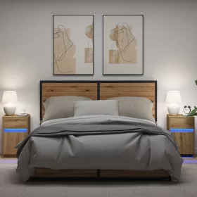   LED Éjjeli Szekrény 2 pcs kézműves tölgy 38 x 34 x 61 cm