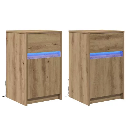LED Éjjeli Szekrény 2 pcs kézműves tölgy 38 x 34 x 61 cm