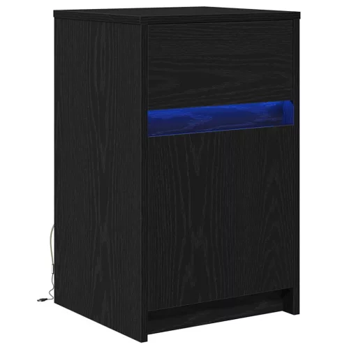 LED Éjjeli Szekrény fiókkal Musta tammi 38 x 34 x 61 cm Faanyag