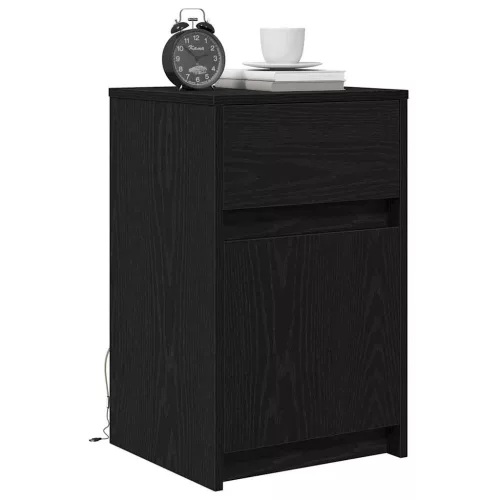 LED Éjjeli Szekrény fiókkal Musta tammi 38 x 34 x 61 cm Faanyag