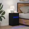 LED Éjjeli Szekrény fiókkal Musta tammi 38 x 34 x 61 cm Faanyag