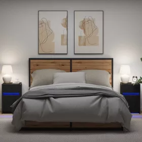   LED Éjjeli Szekrény 2 pcs Musta tammi 38 x 34 x 61 cm Faanyag