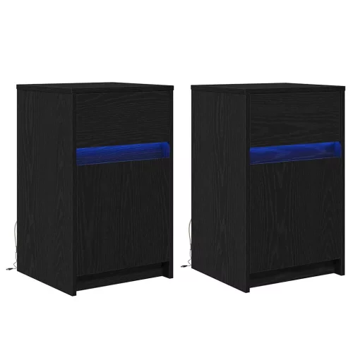 LED Éjjeli Szekrény 2 pcs Musta tammi 38 x 34 x 61 cm Faanyag
