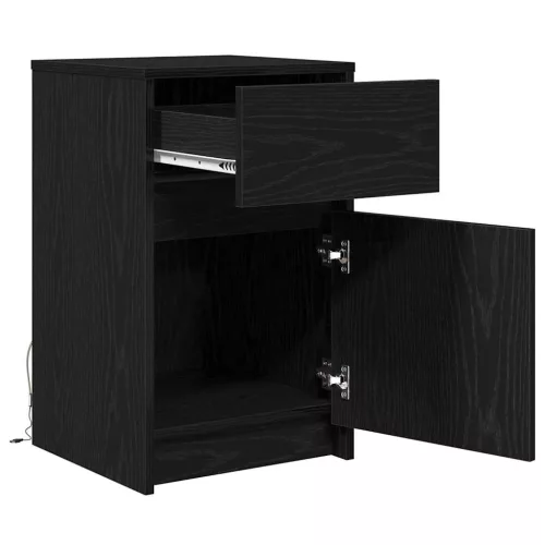 LED Éjjeli Szekrény 2 pcs Musta tammi 38 x 34 x 61 cm Faanyag